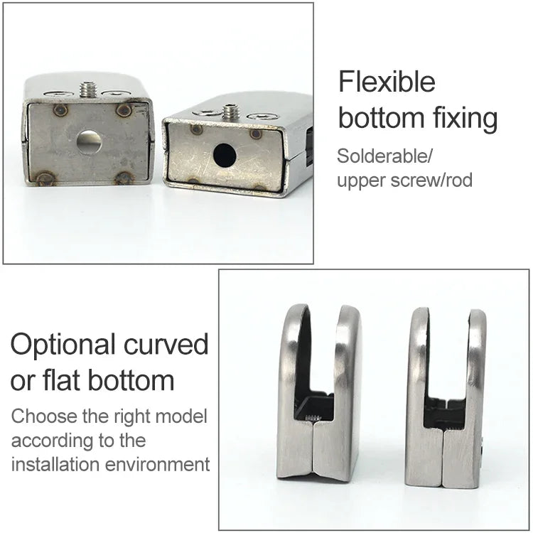 5-8mm 凹型カーブボトム マット仕上げ 304ステンレススチール 固定クリップ 手すり用ガラス 木製層板クランプブラケット, 5-8mm, カーブボトム, 304ステンレススチール