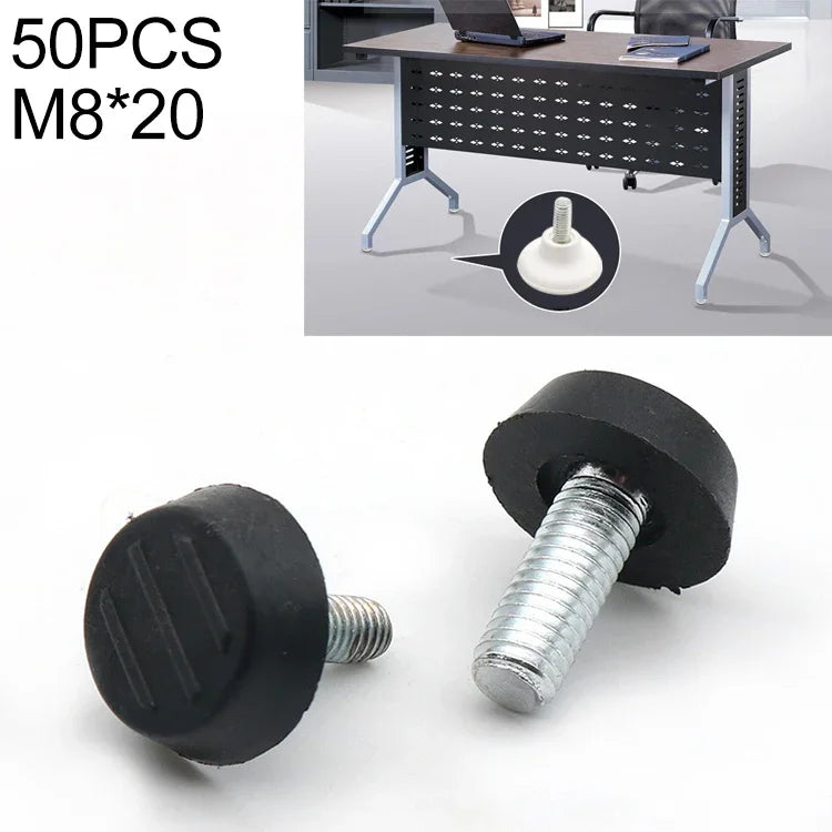 50個入り 調整可能フットパッド 家具用ネジサポートスタブ、M8x20、M8x20