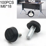100個入り 調整可能フットパッド 家具用ネジサポートスタブ、M6x18（ブラック）、M6x18（ブラック）
