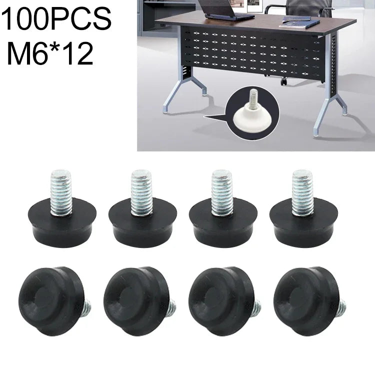 100個入り 調整可能フットパッド 家具用ネジサポートスタブ、M6x12、M6x12