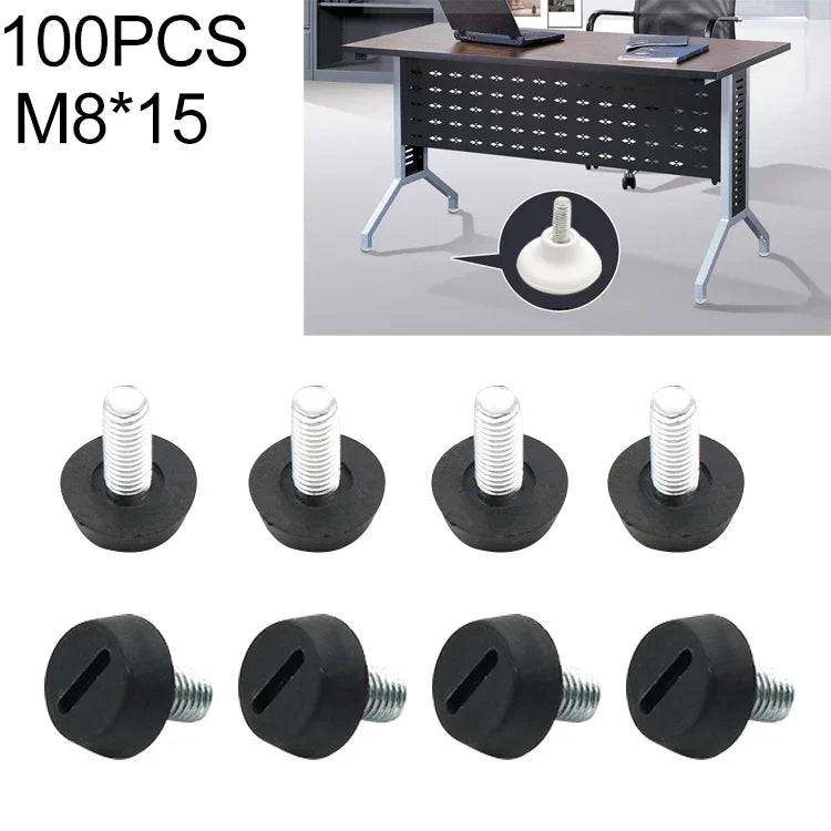 100個入り調節可能フットパッド家具用ネジサポートスタブ、M8x15、M8x15