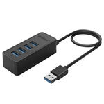 ORICO W5P-U3-30 4ポート USB 3.0 デスクトップハブ 30cm マイクロUSBケーブル電源付き、W5P-U3-30 ブラック