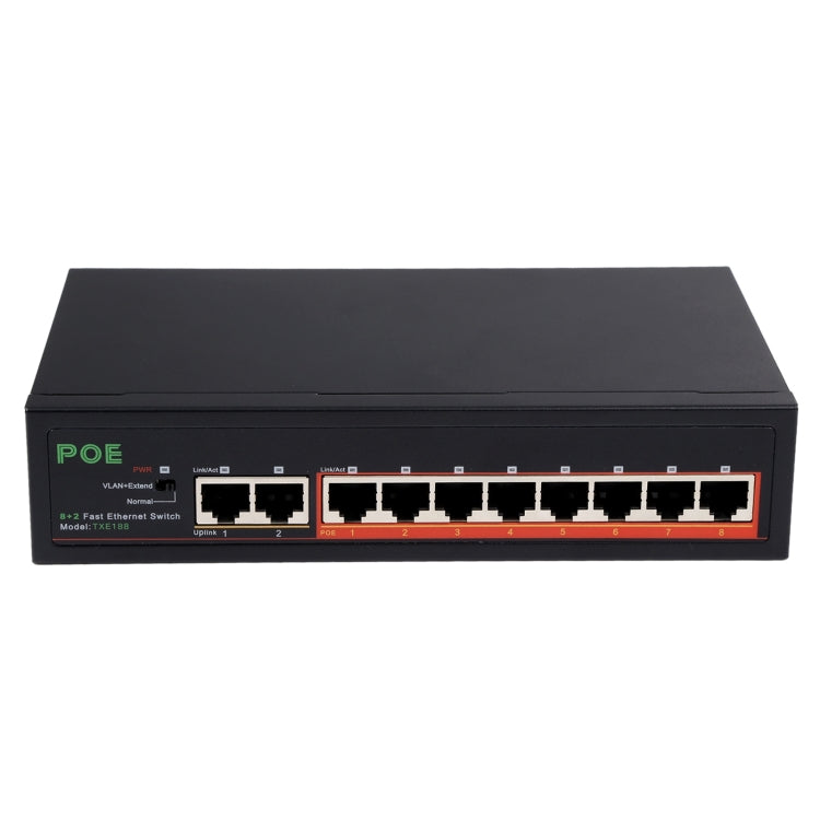 8ポート 10/100Mbps POEスイッチ IEEE802.3af パワーオーバーイーサネット ネットワークスイッチ IPカメラ VoIP電話 APデバイス用、8ポート ブラック