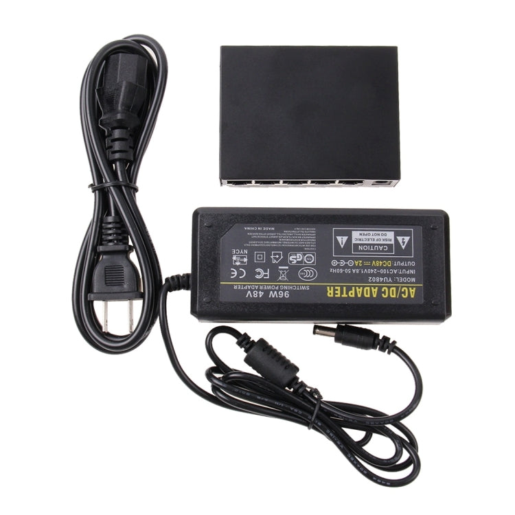 5ポート 10/100Mbps POEスイッチ IEEE802.3af パワーオーバーイーサネット ネットワークスイッチ IPカメラ VoIP電話 APデバイス用、5ポート ブラック