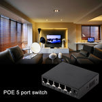 5ポート 10/100Mbps POEスイッチ IEEE802.3af パワーオーバーイーサネット ネットワークスイッチ IPカメラ VoIP電話 APデバイス用、5ポート ブラック