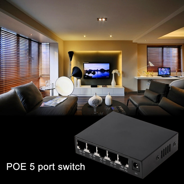 5ポート 10/100Mbps POEスイッチ IEEE802.3af パワーオーバーイーサネット ネットワークスイッチ IPカメラ VoIP電話 APデバイス用、5ポート ブラック