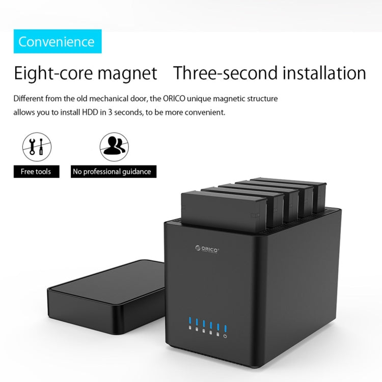 ORICO DS500U3 3.5インチ5ベイ磁気タイプUSB 3.0ハードドライブエンクロージャー 青色LEDインジケーター付き、USB 3.0