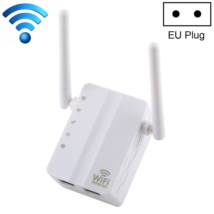 300Mbps Wireless-Nレンジエクステンダー WiFiリピーター 信号ブースター ネットワークルーター 2本外部アンテナ付き EUプラグ、2本外部アンテナ（ホワイト）、2本外部アンテナ（ブラック）