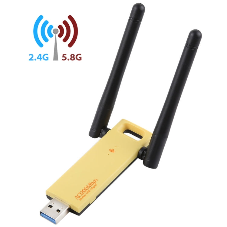 AC1200Mbps 2.4GHz & 5GHz デュアルバンド USB 3.0 WiFiアダプター 外付けネットワークカード 2本外部アンテナ付き, AC1200Mbps USB 3.0