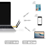 AC1200Mbps 2.4GHz & 5GHz デュアルバンド USB 3.0 WiFiアダプター 外付けネットワークカード 2本外部アンテナ付き, AC1200Mbps USB 3.0