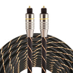 10m OD6.0mm 金メッキ金属ヘッド編み込みネットライン Toslink オス-オス デジタル光オーディオケーブル、長さ：10m