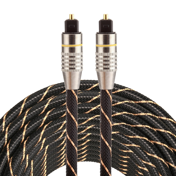 10m OD6.0mm 金メッキ金属ヘッド編み込みネットライン Toslink オス-オス デジタル光オーディオケーブル、長さ：10m