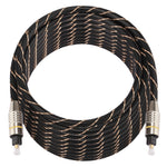 10m OD6.0mm 金メッキ金属ヘッド編み込みネットライン Toslink オス-オス デジタル光オーディオケーブル、長さ：10m