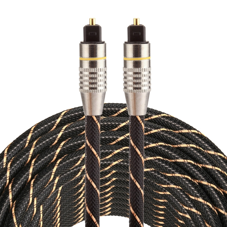 15m OD6.0mm 金メッキ金属ヘッド編み込みネットライン Toslink オス-オス デジタル光オーディオケーブル、長さ：15m