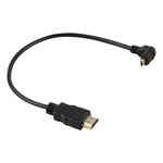 30cm 4K HDMI オス - マイクロHDMI 逆角度オス 金メッキコネクターアダプターケーブル、30cm 逆角度