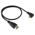 50cm 4K HDMI オス - マイクロHDMI 右角度オス 金メッキコネクターアダプターケーブル、50cm 右角度