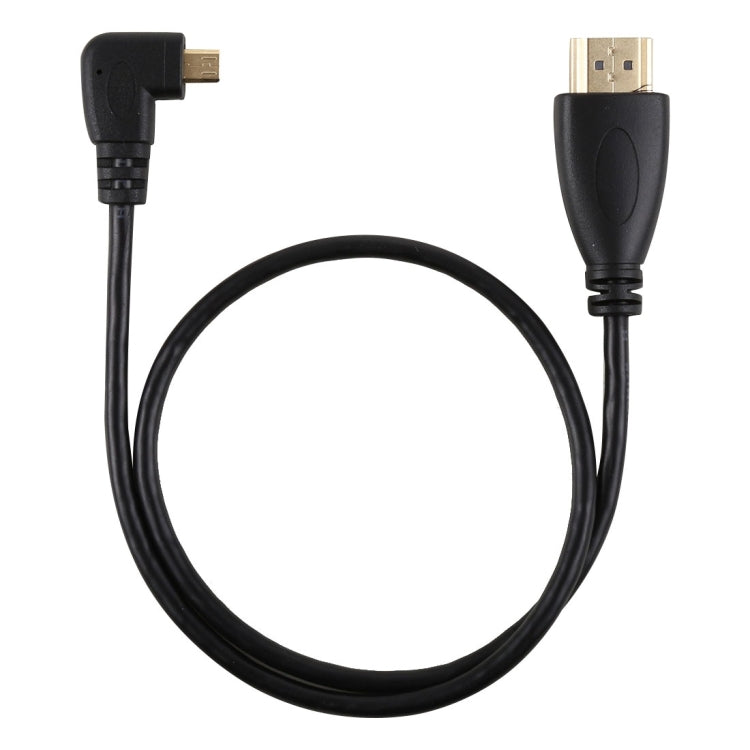 50cm 4K HDMI オス - マイクロHDMI 右角度オス 金メッキコネクターアダプターケーブル、50cm 右角度