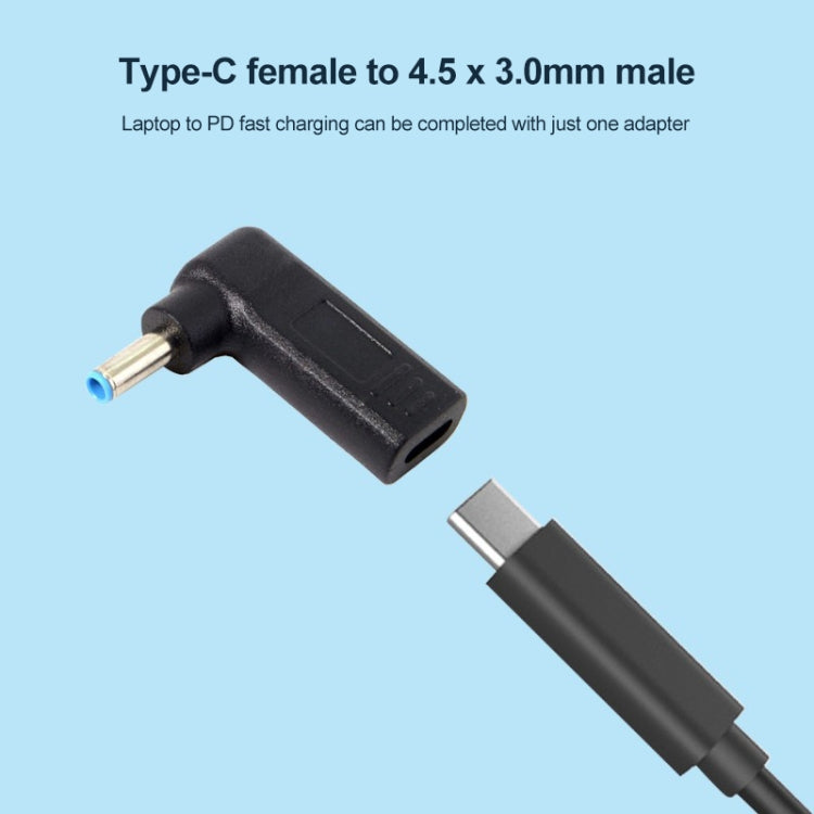 USB-C / Type-Cメスから4.5 x 3.0mmオスプラグ エルボーアダプターコネクター 4.5 x 3.0mmエルボー ブラック、4.5 x 3.0mmエルボー ブルー