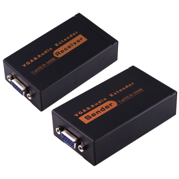 VGA & オーディオエクステンダー 1920x1440 HD 100m Cat5e / 6-568B ネットワークケーブル送信機受信機アダプター、伝送距離：100m