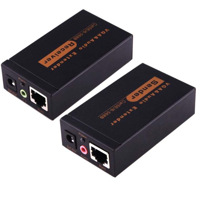 VGA & オーディオエクステンダー 1920x1440 HD 100m Cat5e / 6-568B ネットワークケーブル送信機受信機アダプター、伝送距離：100m