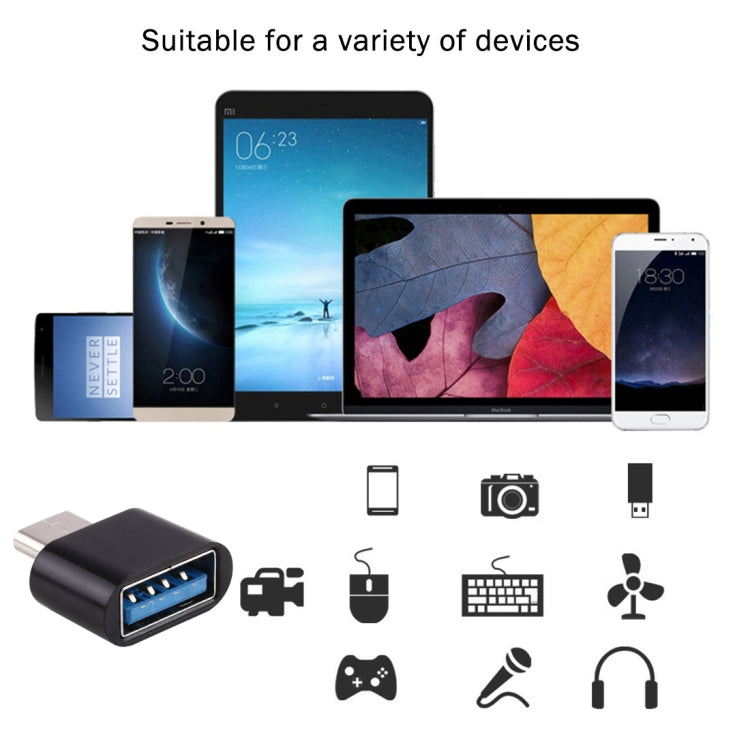 プラスチック製 USB-C / Type-C オスからUSB 2.0 メス OTGデータ転送充電アダプター
