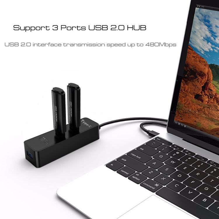 2in1 USB 3.1 USB-C / タイプC to USB 2.0 コンボ 3ポートハブ + TFカードリーダー、3ポートUSB+TFカード