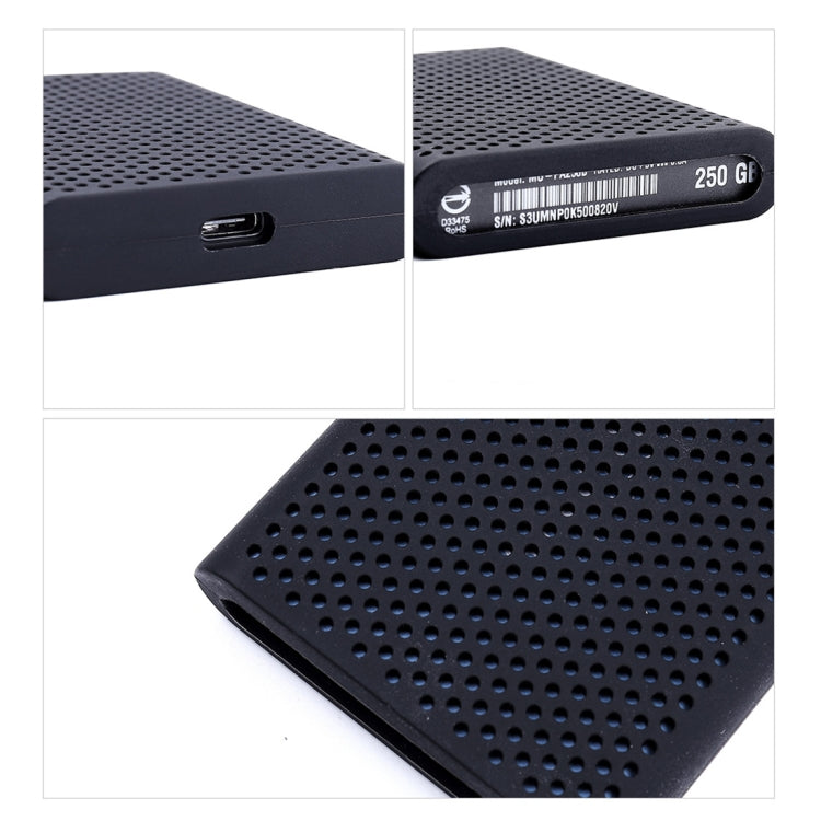 PT500 傷防止オールインワンポータブルハードドライブ用シリコン保護ケース Samsung ポータブルSSD T5対応、通気口付き、赤、白、黒、青