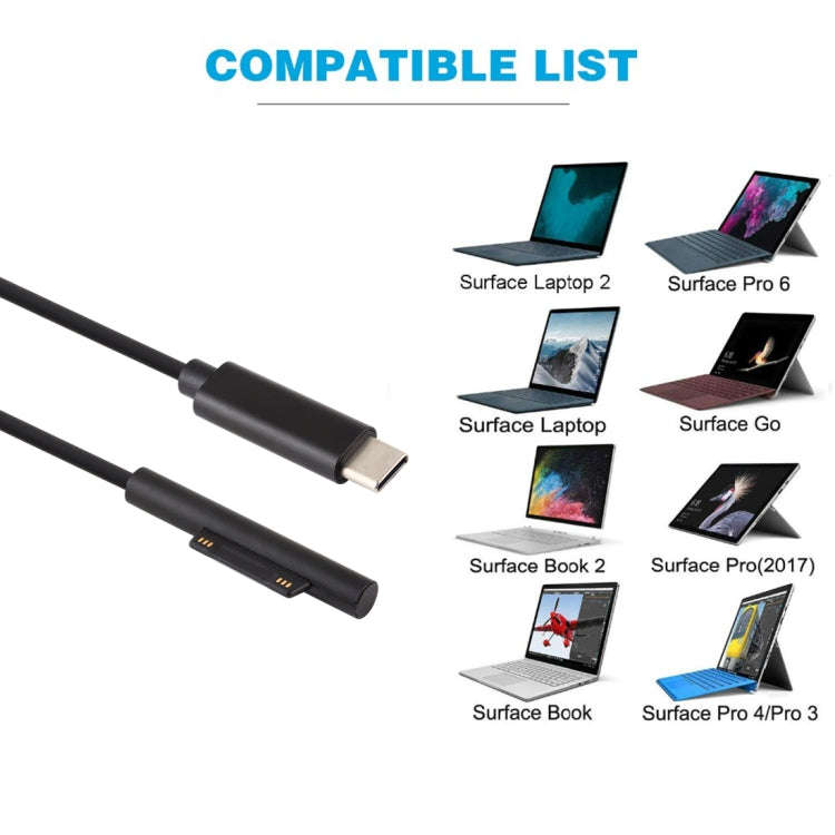 USB-C / タイプC から6ピン磁気オス ノートパソコン用電源充電ケーブル Microsoft Surface Pro 7 / 6 / 5対応、ケーブル長：約1.5m