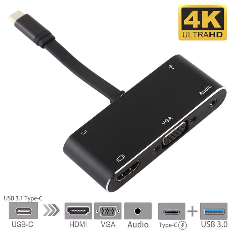 V126 USB-C / Type-C オスからPD＋HDMI＋VGA＋オーディオ＋USB 3.0 メス 5-in-1 コンバーター、5-in-1