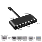 V126 USB-C / Type-C オスからPD＋HDMI＋VGA＋オーディオ＋USB 3.0 メス 5-in-1 コンバーター、5-in-1
