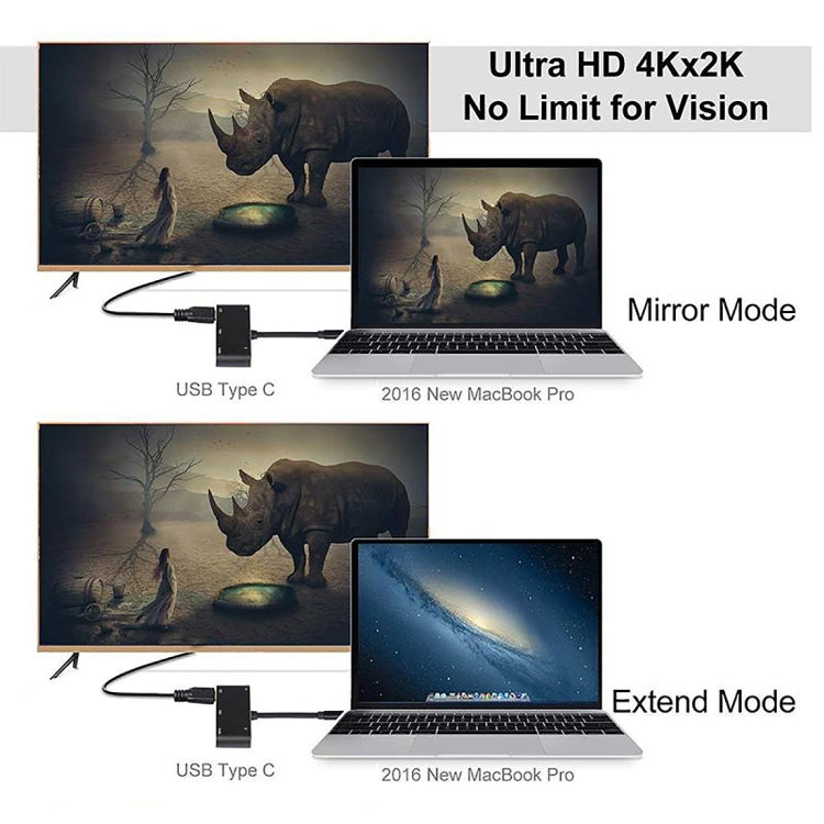 V126 USB-C / Type-C オスからPD＋HDMI＋VGA＋オーディオ＋USB 3.0 メス 5-in-1 コンバーター、5-in-1