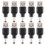10個セット 5.5 x 2.1mm オスからUSB 2.0 オス DC電源プラグコネクター、5.5 x 2.1mm