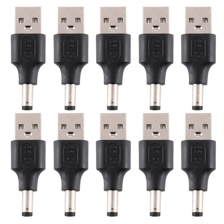 10個セット 5.5 x 2.1mm オスからUSB 2.0 オス DC電源プラグコネクター、5.5 x 2.1mm