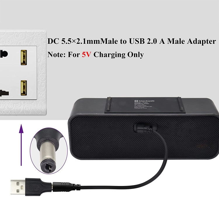 10個セット 5.5 x 2.1mm オスからUSB 2.0 オス DC電源プラグコネクター、5.5 x 2.1mm