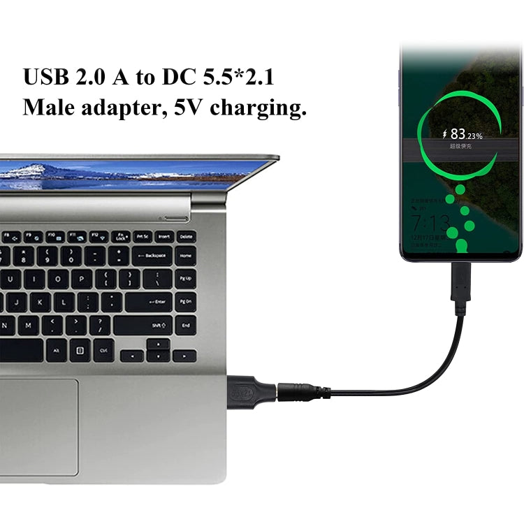 10個セット 5.5 x 2.1mm オスからUSB 2.0 オス DC電源プラグコネクター、5.5 x 2.1mm