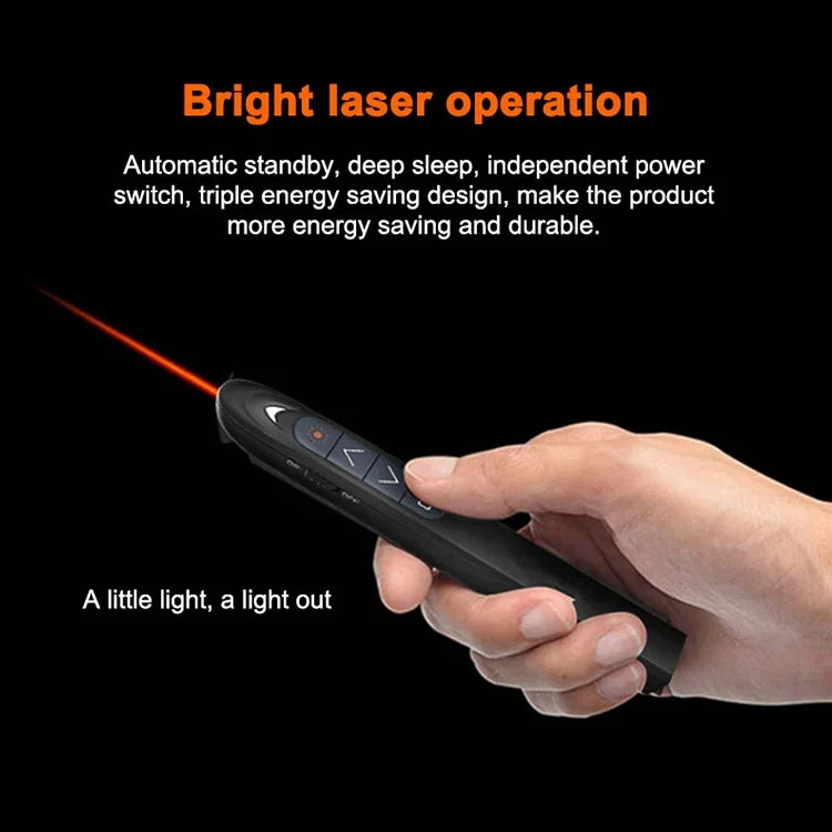 XM930 2.4GHz Wireless Laser PowerPoint Page Turning Pen Multimedia Wireless Presentation Projection Pen with USB Receiver, Support Low Battery Remind, Remote Control Distance: 100m, 100m White, 100m Black
