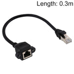 RJ45 メスからオス CATE5 ネットワークパネルマウントねじロック延長ケーブル、長さ：0.3m、0.3m