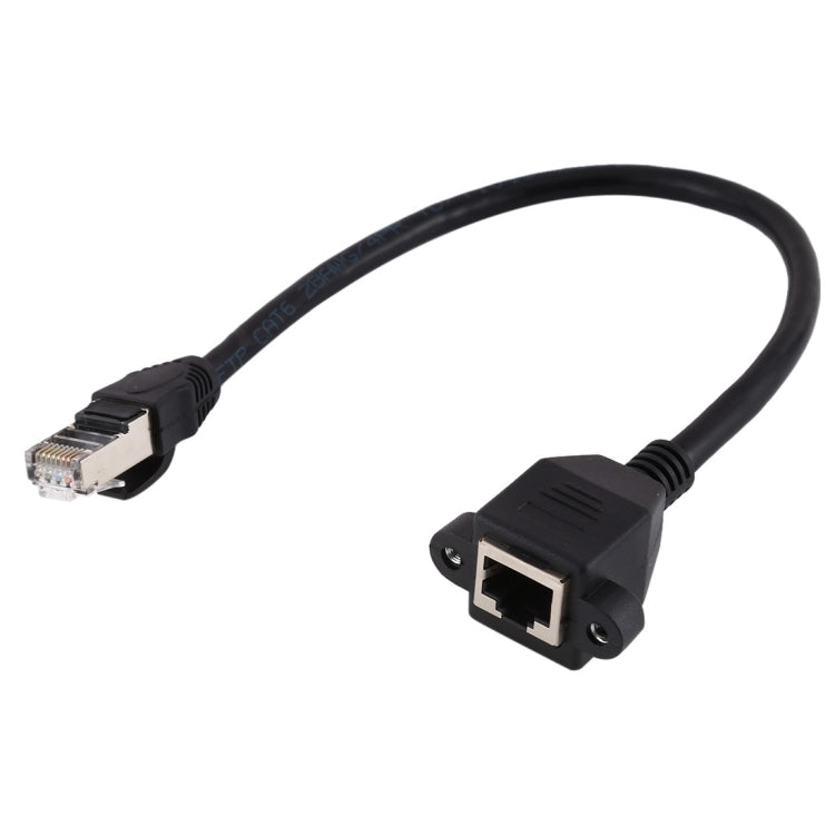 RJ45 メスからオス CATE5 ネットワークパネルマウントねじロック延長ケーブル、長さ：0.3m、0.3m