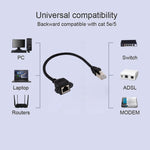RJ45 メスからオス CATE5 ネットワークパネルマウントねじロック延長ケーブル、長さ：0.3m、0.3m