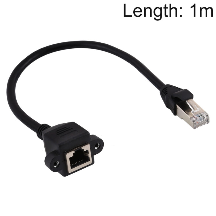 RJ45メスからオス CAT6Eネットワークパネルマウントネジロック延長ケーブル、長さ：1m、長さ：1m