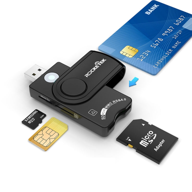 ROCKETEK CR310 USB 3.0 + TFカード + SDカード + SIMカード + スマートカード多機能カードリーダー、USB 3.0