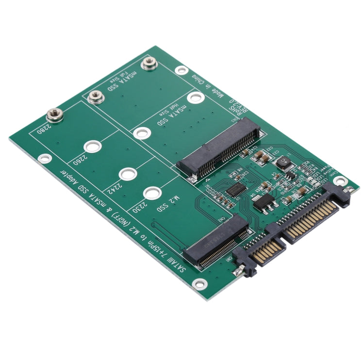 M.2 NGFF & mSATA SSDからSATA III 7+15ピンアダプター変換器、SSDからSATA III