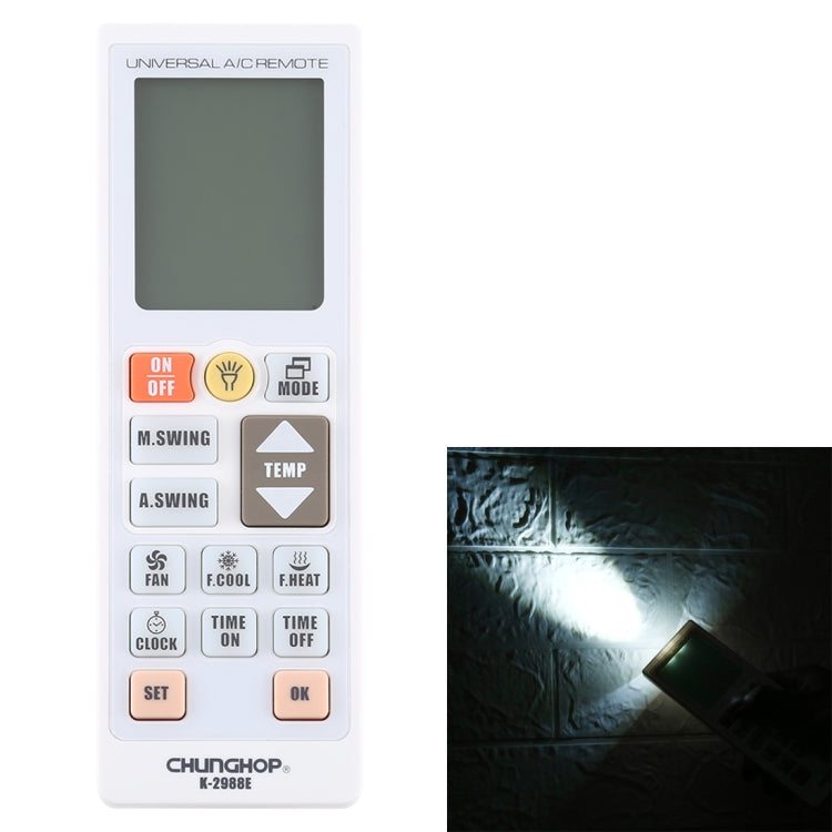 Chunghop K-2988E ユニバーサルエアコンリモコン 懐中電灯付き