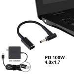 PD 100W 18.5-20V 4.0 x 1.35mmエルボーからUSB-C / Type-Cアダプター ナイロン編組ケーブル
