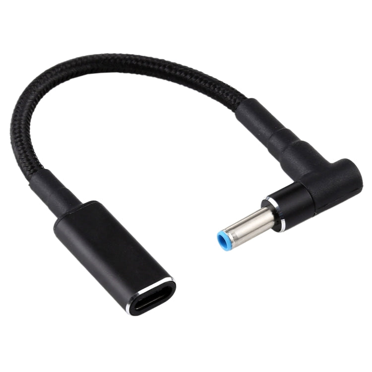 PD 100W 18.5-20V 4.5 x 0.6mm エルボー型 USB-C / Type-C アダプター ナイロン編組ケーブル HP用、4.5 x 0.6mm
