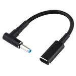 PD 100W 18.5-20V 4.5 x 0.6mm エルボー型 USB-C / Type-C アダプター ナイロン編組ケーブル HP用、4.5 x 0.6mm