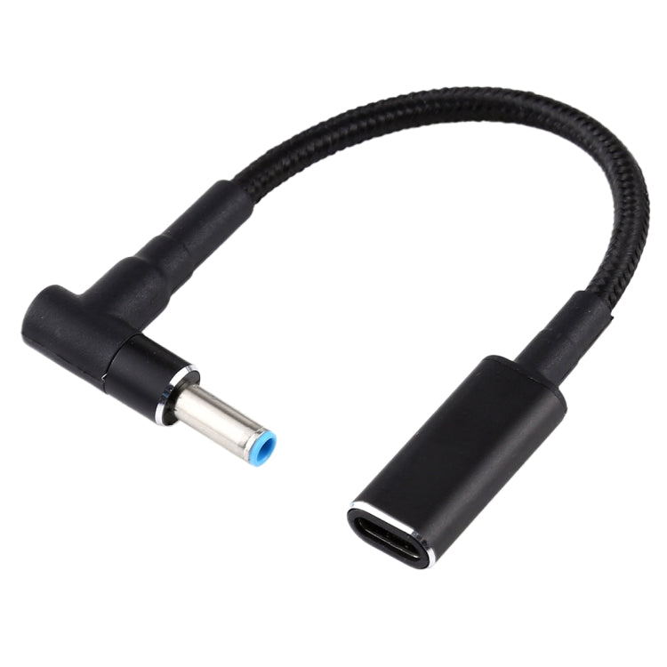 PD 100W 18.5-20V 4.5 x 0.6mm エルボー型 USB-C / Type-C アダプター ナイロン編組ケーブル HP用、4.5 x 0.6mm