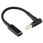 PD 100W 18.5-20V 5.5 x 2.5mm エルボー型 USB-C / Type-C アダプター ナイロン編組ケーブル、5.5 x 2.5mm