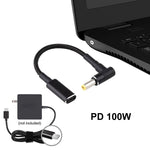PD 100W 18.5-20V 5.5 x 2.5mm エルボー型 USB-C / Type-C アダプター ナイロン編組ケーブル、5.5 x 2.5mm