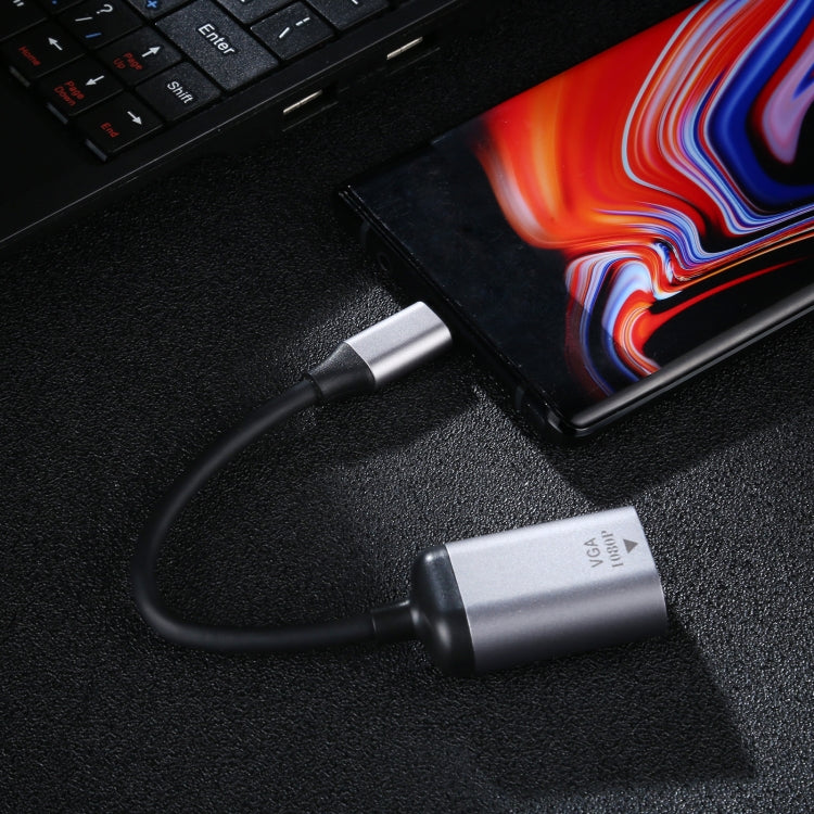 1080P VGA メス to Type-C / USB-C オス 接続アダプターケーブル、VGA メス to Type-C オス